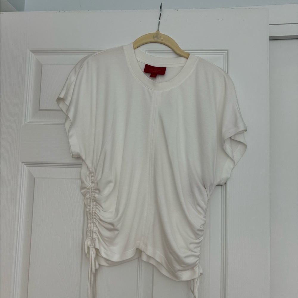 NWT Jennifer Lopez White Ruched side Crop Top M